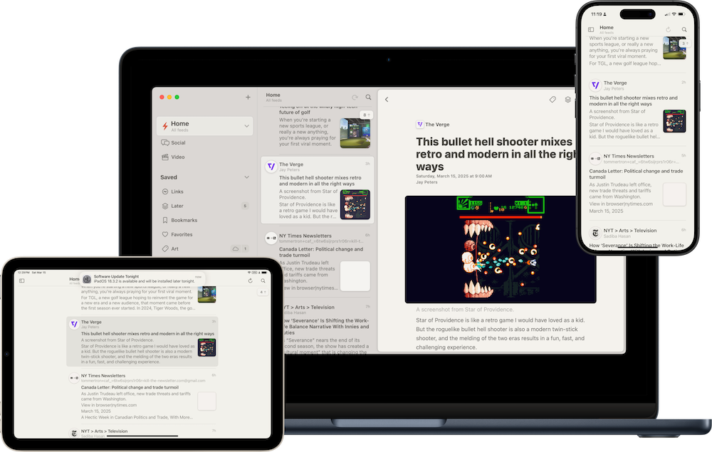 Combining My Feeds with Reeder